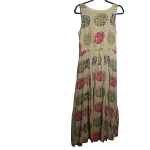 Wayward Fancies Brown  w/ Circular designs eShakti Cotton Mid/Maxi Dress Sz 8